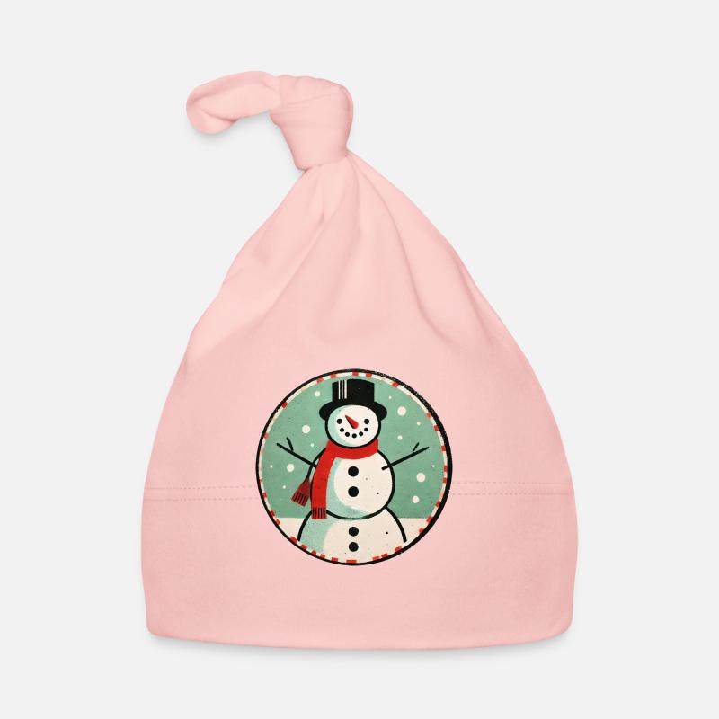 Snowman Classic Winter Fun Design Organic Baby Cap