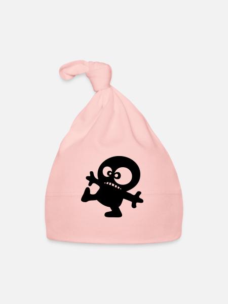 little man funny anime drawing cartoon - Organic Baby Cap - pink - Front