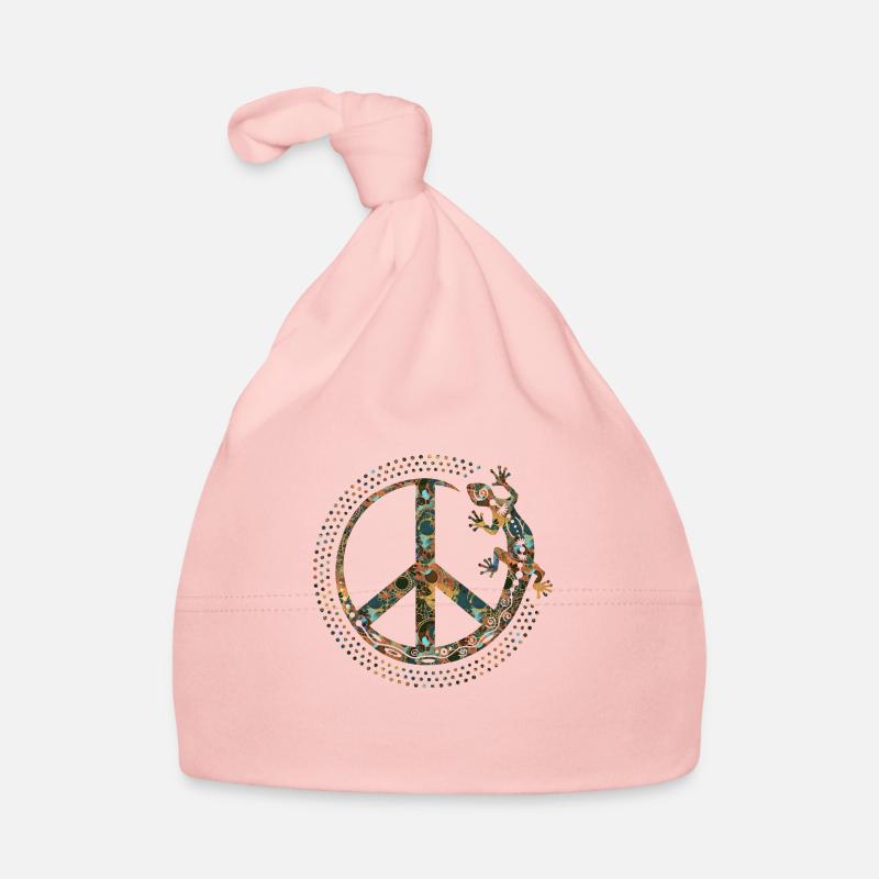 Symbole LOVING PEACE GECKO dots circle 2 Bonnet bio Bébé