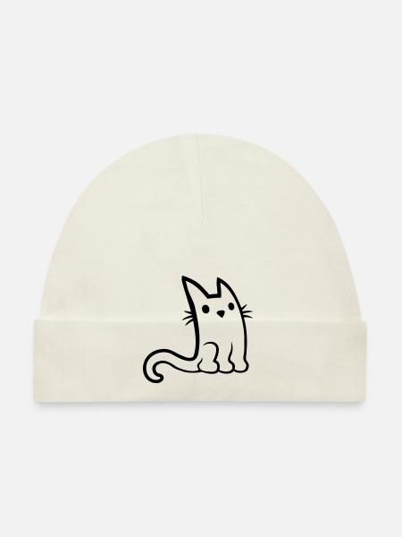 Little cute sitting cat - Organic Baby Cap - pink - Front