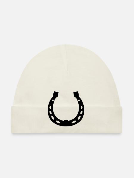 Horseshoe Horses Lucky Symbol Luck Vector - Organic Baby Cap - pink - Front