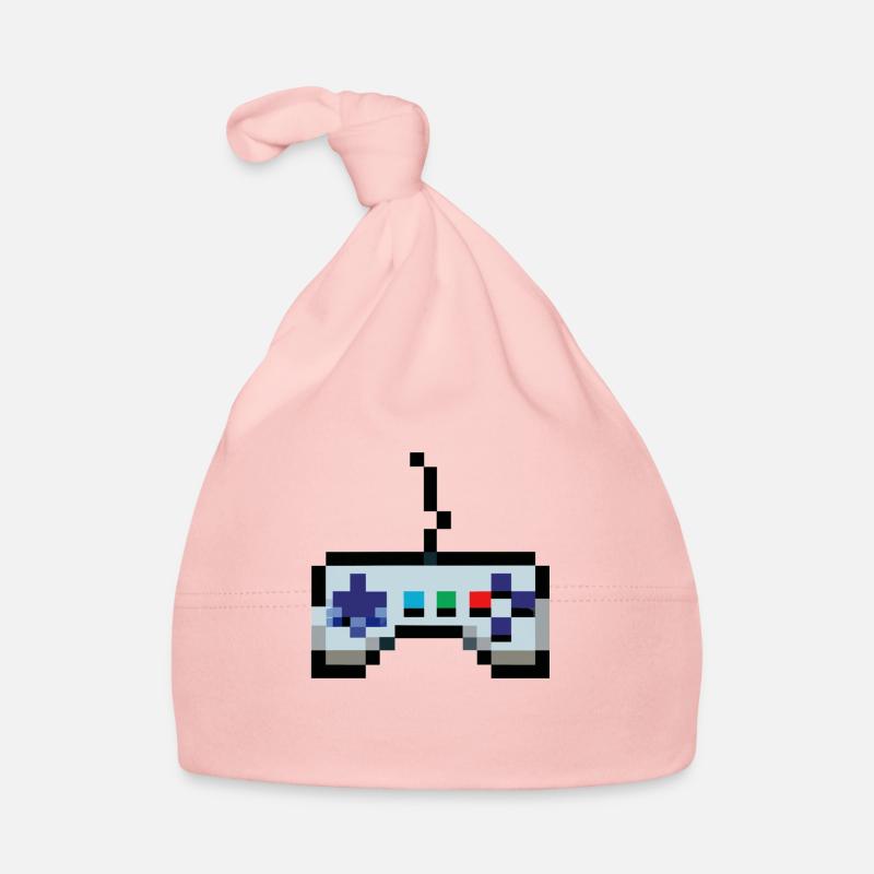 Pixelart Gamecontroller Gaming - Baby Bio-Mütze - Rosa