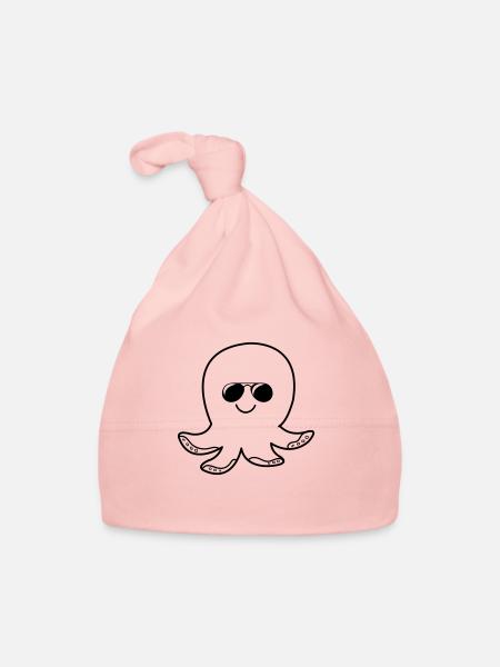 Poulpe Cool - Bonnet bio Bébé - rose - Devant