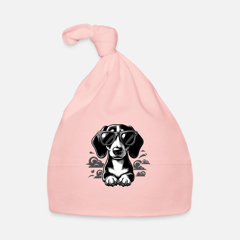 Black and white dachshund Organic Baby Cap