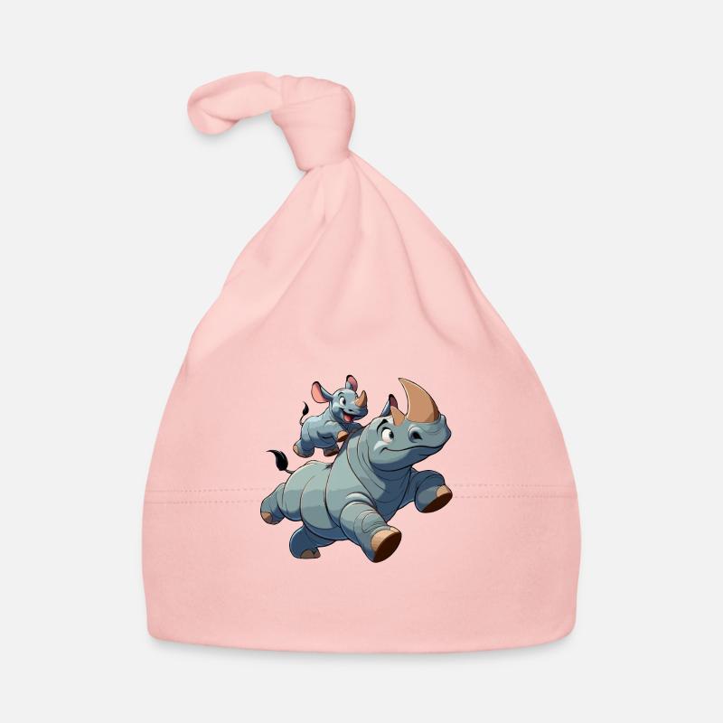 Nashorn mit herumtollendem Kind Baby Bio-Mütze