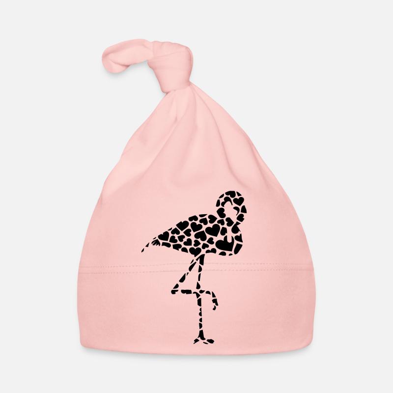 flamants roses coeur - Bonnet bio Bébé - rose