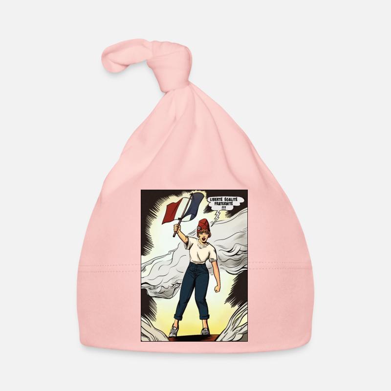 Marianne - symbole de la république, dessin rétro - Bonnet bio Bébé - rose
