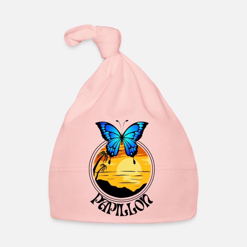 Papillon bleu d'été Bonnet bio Bébé