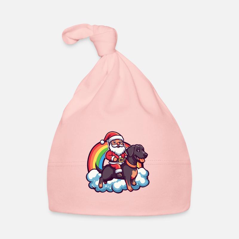 Doberman Dog Santa Claus Rainbow Organic Baby Cap