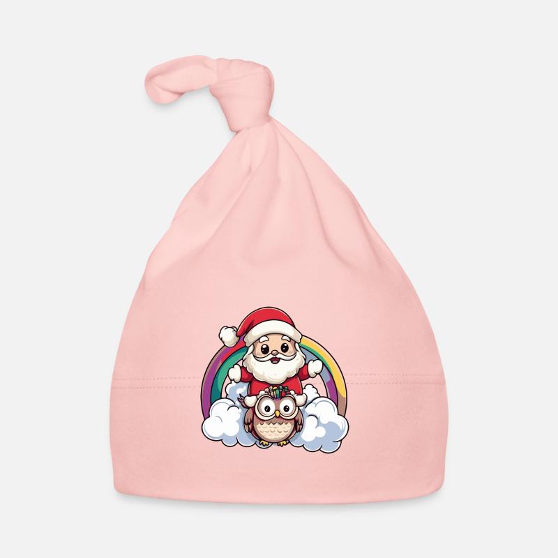 Eule Weihnachtsmann Regenbogen Baby Bio-Mütze