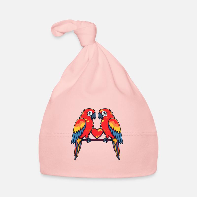 Couple de perroquets Saint-Valentin Bonnet bio Bébé