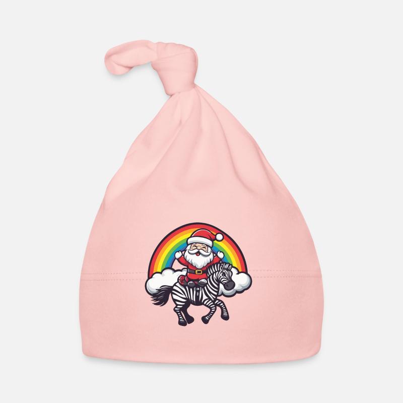 Zebra Weihnachtsmann Regenbogen Baby Bio-Mütze