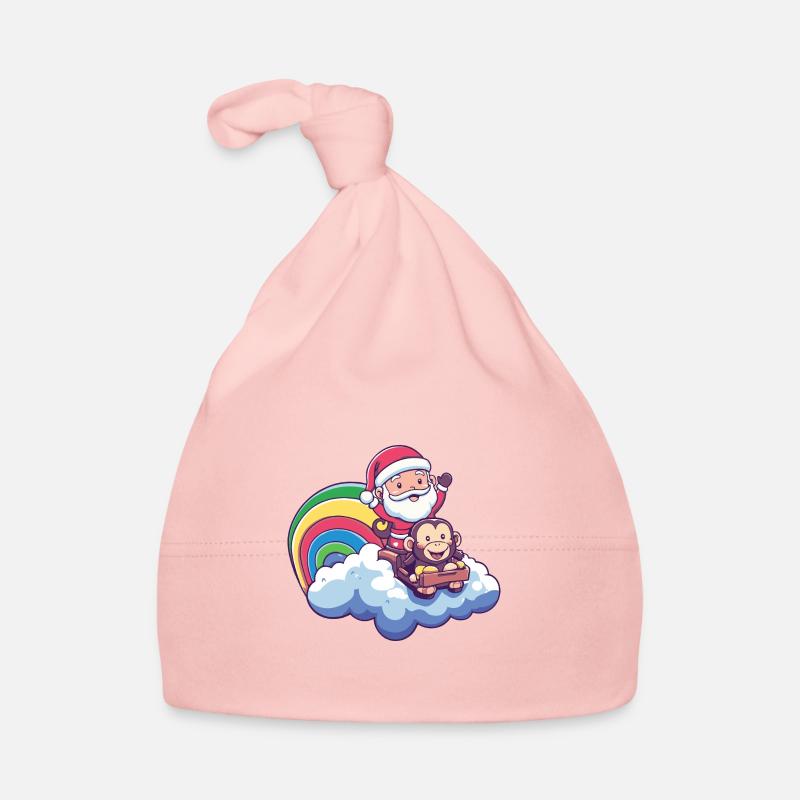 Affe Weihnachtsmann Regenbogen Baby Bio-Mütze