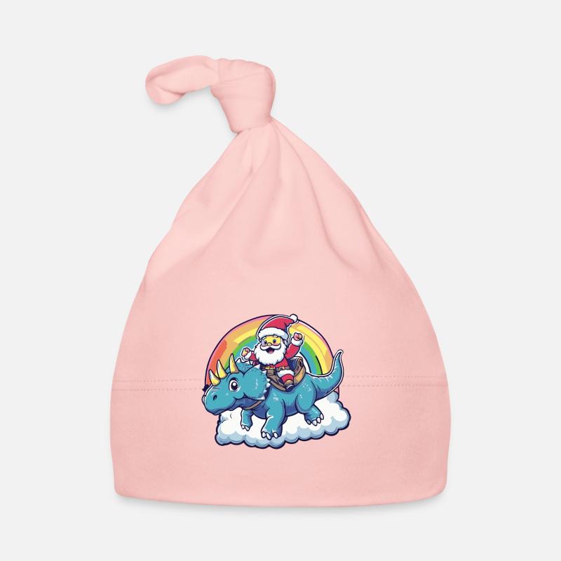 Dinosaur triceratops Santa Claus Rainbow Organic Baby Cap