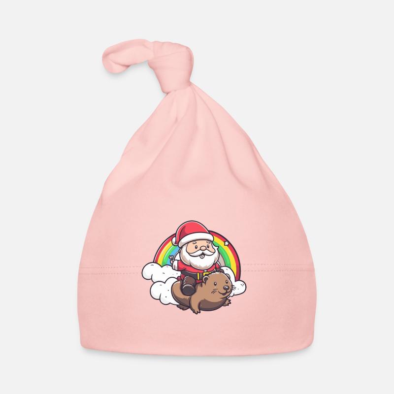 Castor Père Noël Arc-en-ciel Bonnet bio Bébé