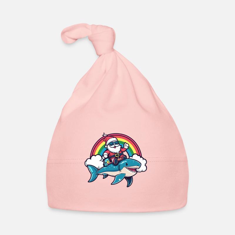 Requin Père Noël Arc-en-ciel Bonnet bio Bébé