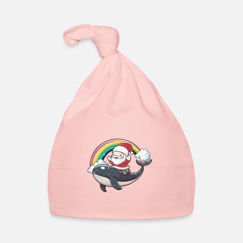 Wal Weihnachtsmann Regenbogen - Baby Bio-Mütze - Rosa
