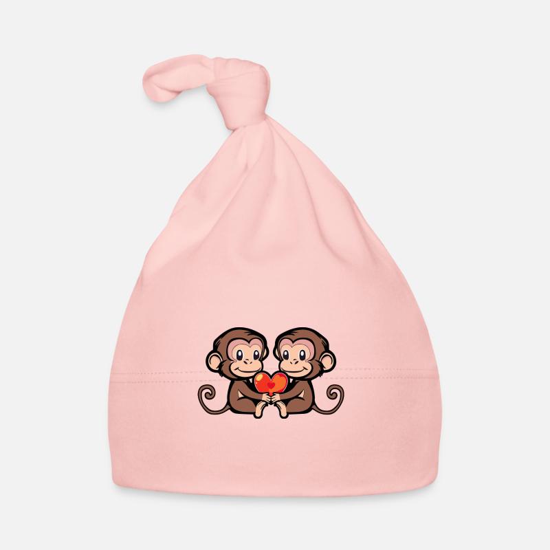 Cœur de Singe En Amour Saint Valentin Bonnet bio Bébé