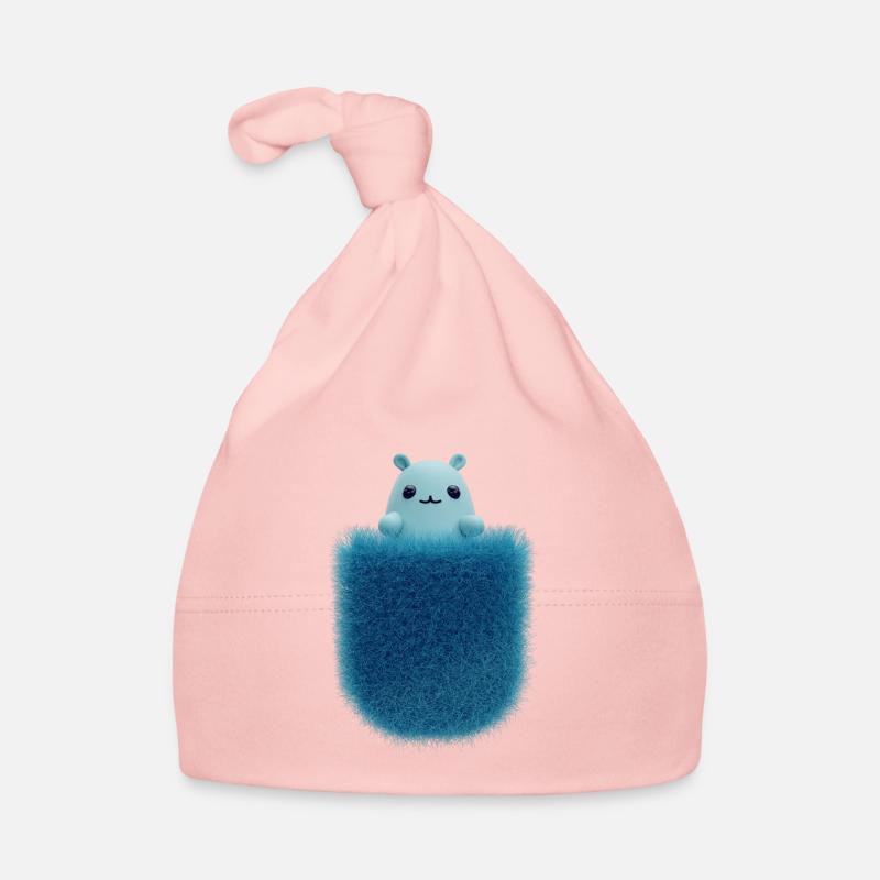 Poche de poitrine moelleuse avec animal jouet - Bonnet bio Bébé - rose