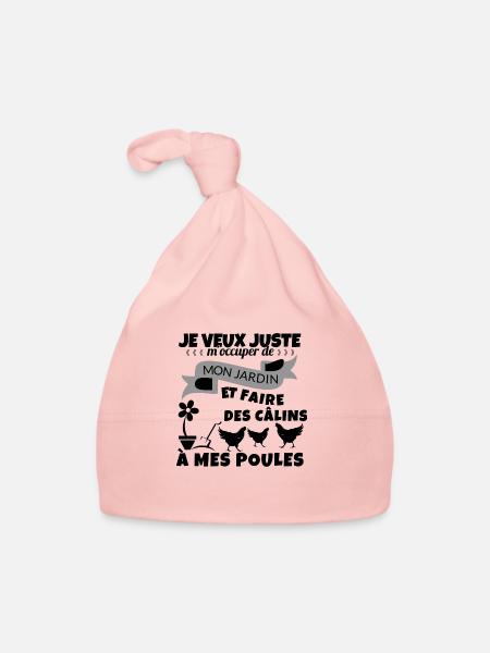 Mon Jardin et mes poules Cadeau - Bonnet bio Bébé - rose - Devant