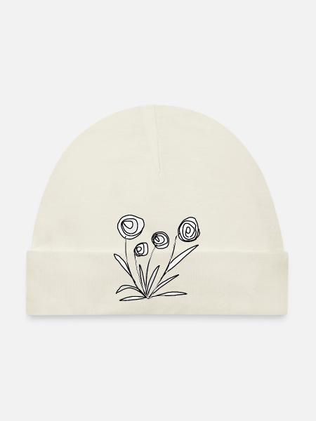 weisse Blumen - Baby Bio-Mütze - Rosa - Vorne