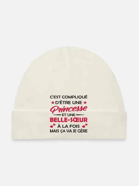 princesse et belle sœur / super belle-sœur - Bonnet bio Bébé - rose - Devant