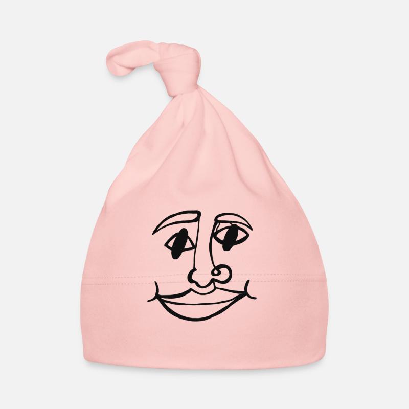 Face A Line Drawing Line Art Black Organic Baby Cap