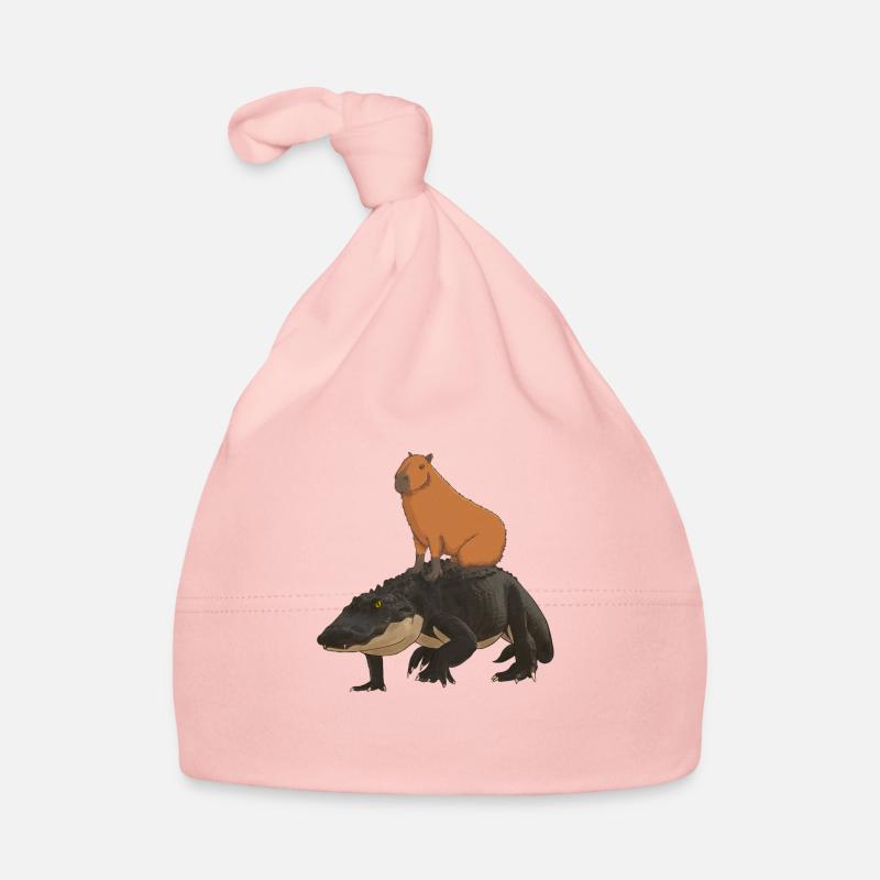 Capybara Krokodil - Baby Bio-Mütze - Rosa