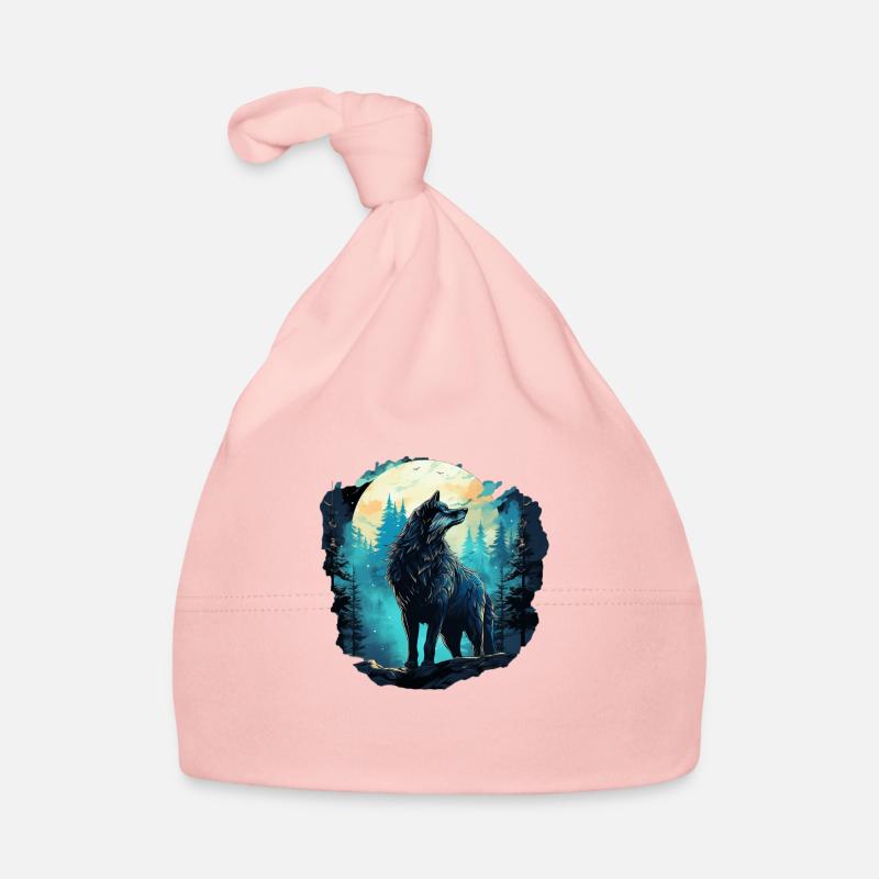 Wolf at full moon in the forest Organic Baby Cap