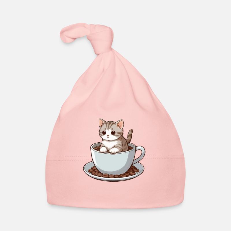 Katze sitzt in Kaffeetasse Kaffeetrinker Baby Bio-Mütze