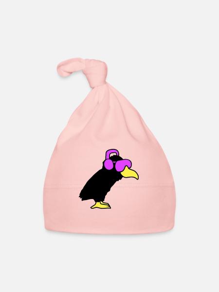 Raven DJ Club Musique Écoute Lunettes de soleil Casque - Bonnet bio Bébé - rose - Devant