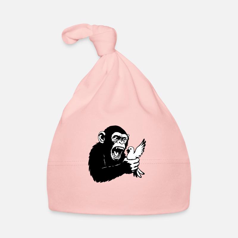Monkey squeezes pigeon Organic Baby Cap
