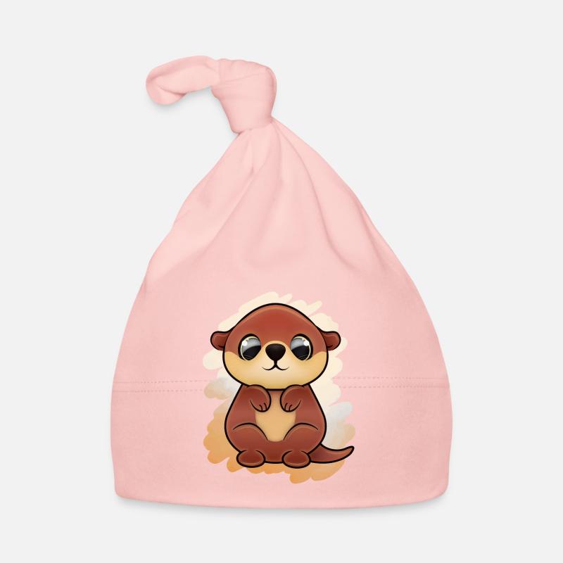 Loutre (Kawaii) - Bonnet bio Bébé - rose