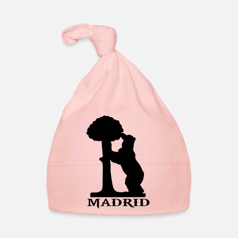 drawing silhouette bear and strawberry tree madrid Organic Baby Cap