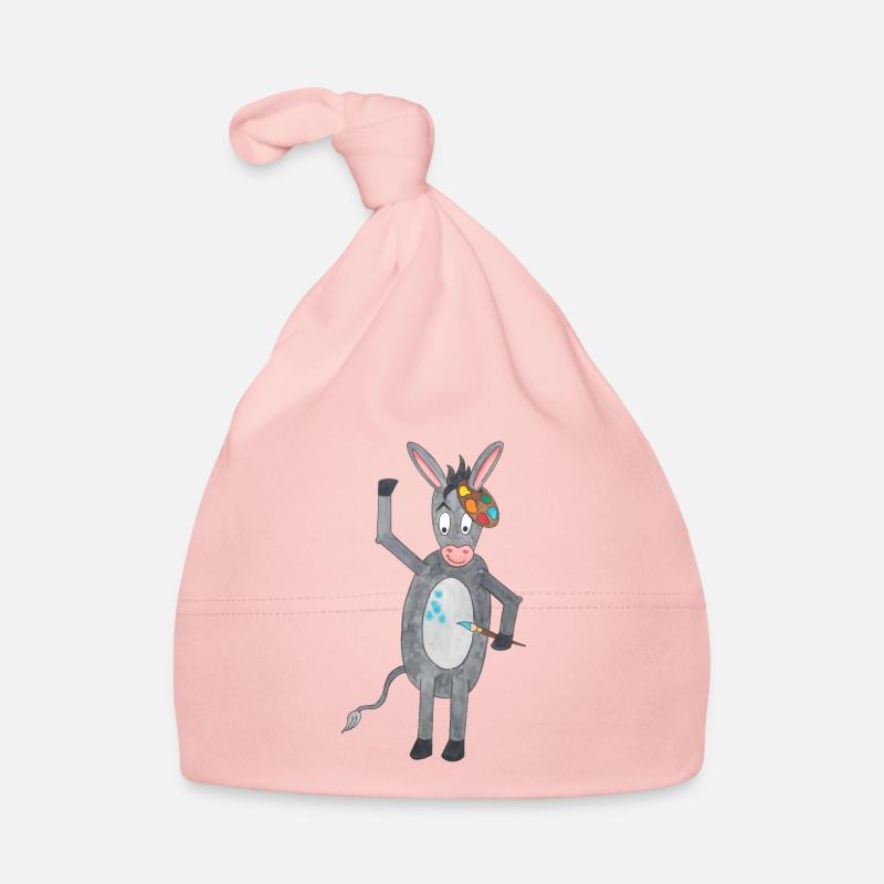 Âne avec pinceau et palette de couleurs Bonnet bio Bébé