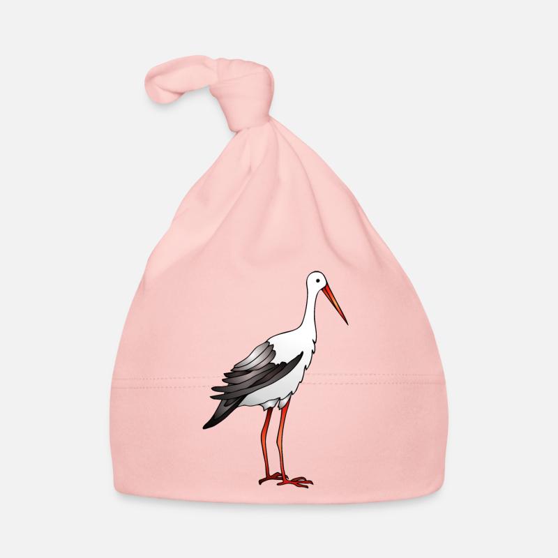 Oiseau cigogne - Bonnet bio Bébé - rose
