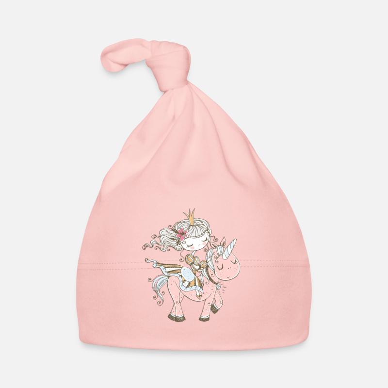Die Prinzessin und das Einhorn auf einem magischen Regenbogen Baby Bio-Mütze