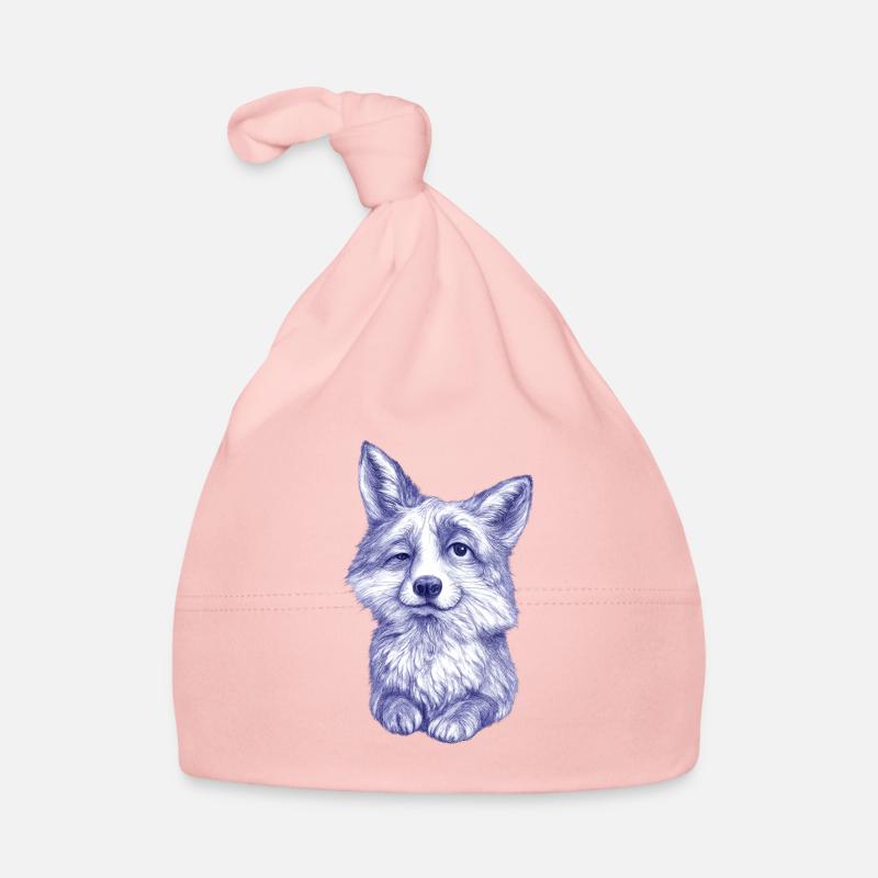 Blue-violet Fox Sketch Organic Baby Cap