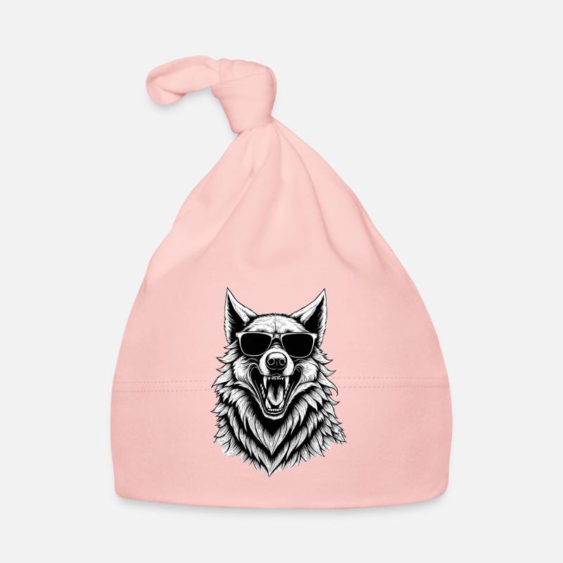 lachender Wolf mit Sonnenbrille Baby Bio-Mütze
