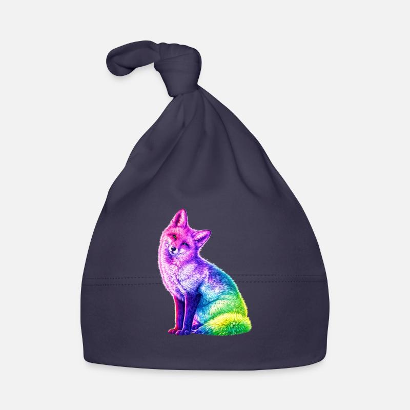 Rainbow Fox Color Art Organic Baby Cap