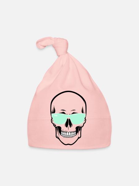 Color-Adjustable Sunglasses Smile Skull - Organic Baby Cap - pink - Front