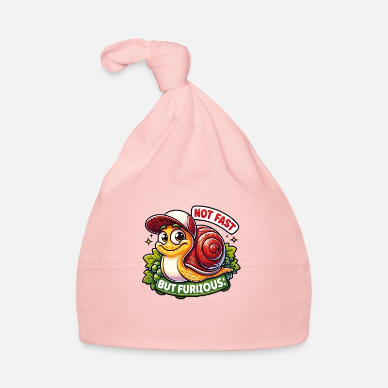 Little cute snail with baseball cap Organic Baby Cap