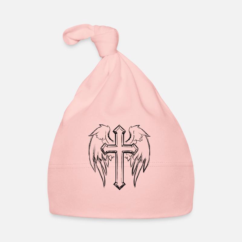 Tattoo with cross and wings Organic Baby Cap