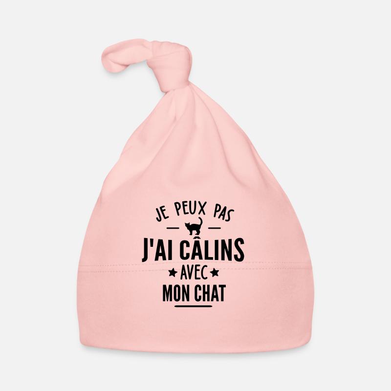 je peux pas j'ai câlins avec mon chat Bonnet bio Bébé