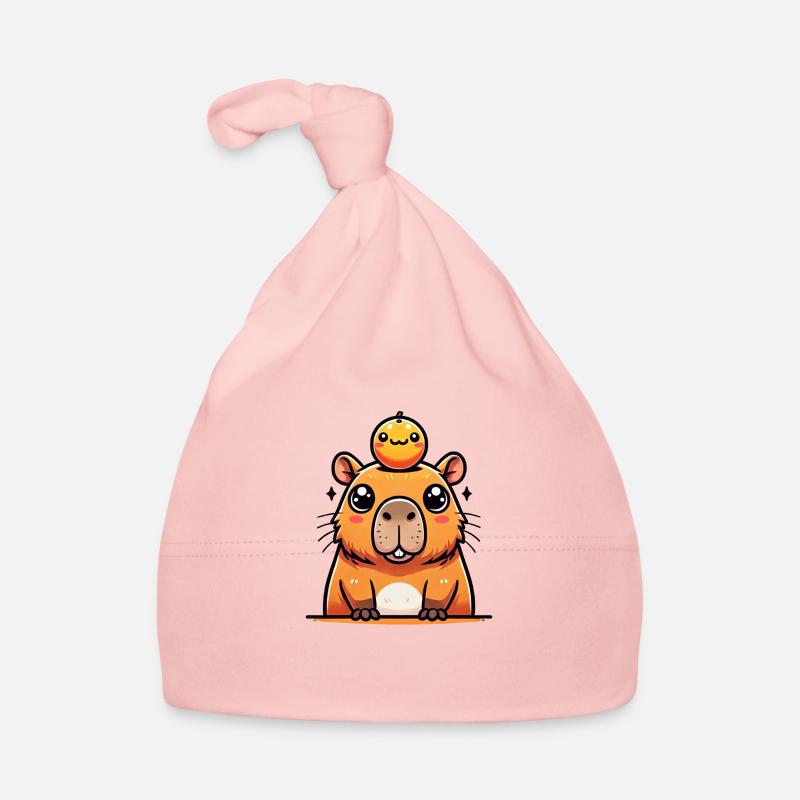 Cute Capybara with Orange - Wasserschwein Organic Baby Cap