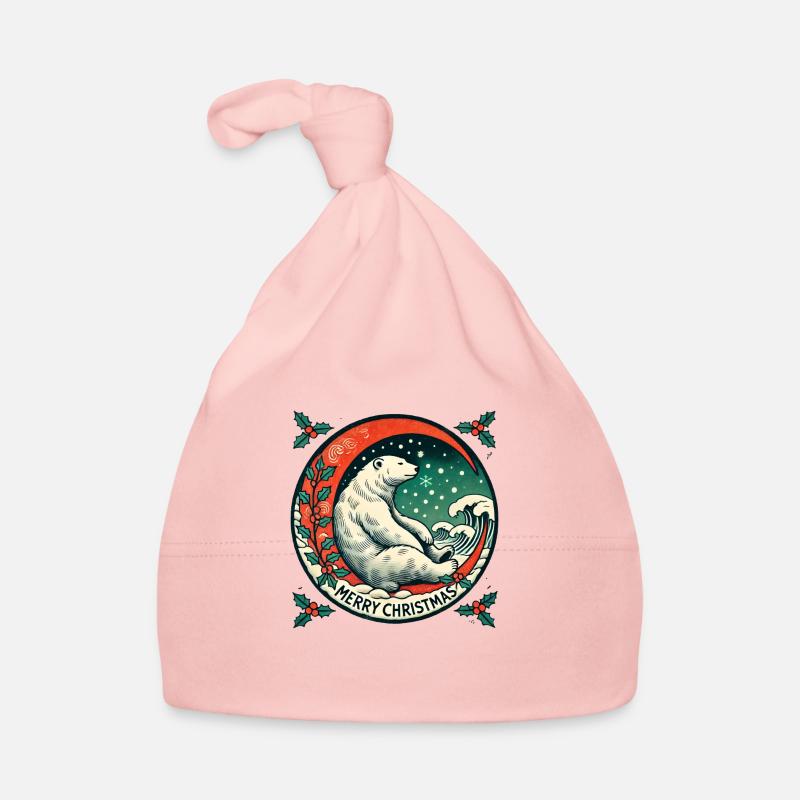 Polar Bear Christmas Organic Baby Cap