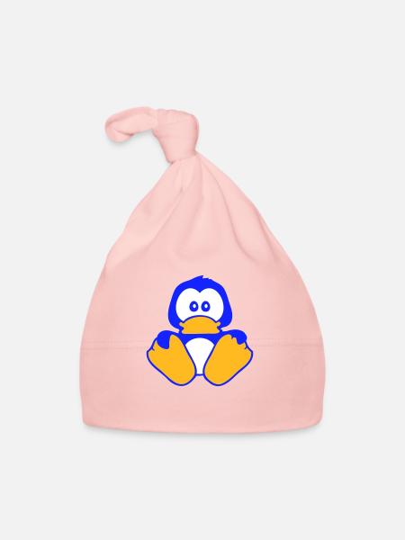 Cute Penguin Baby Child Toddler Shy - Organic Baby Cap - pink - Front