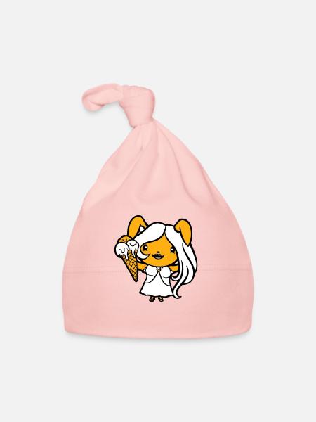 Bunny Eats Cream Waffle Cream Yummy Girl Woman - Bonnet bio Bébé - rose - Devant