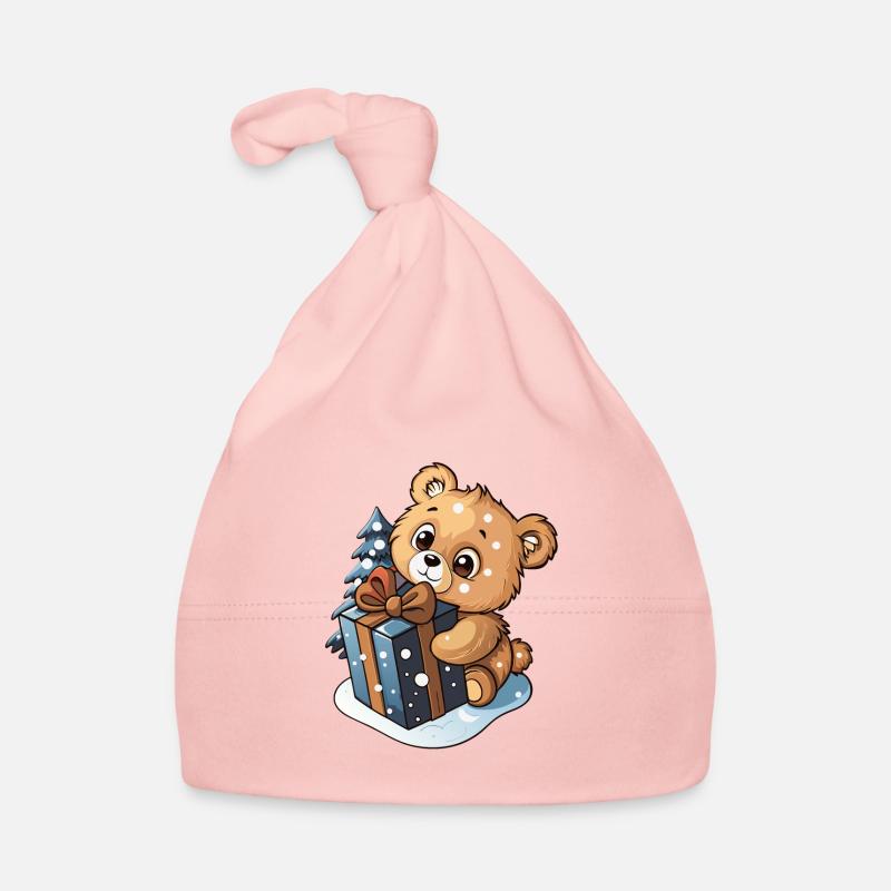 Cute bear unwrapping gift Organic Baby Cap