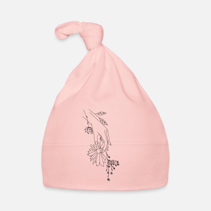 Hand mit Blumen Lineart Baby Bio-Mütze
